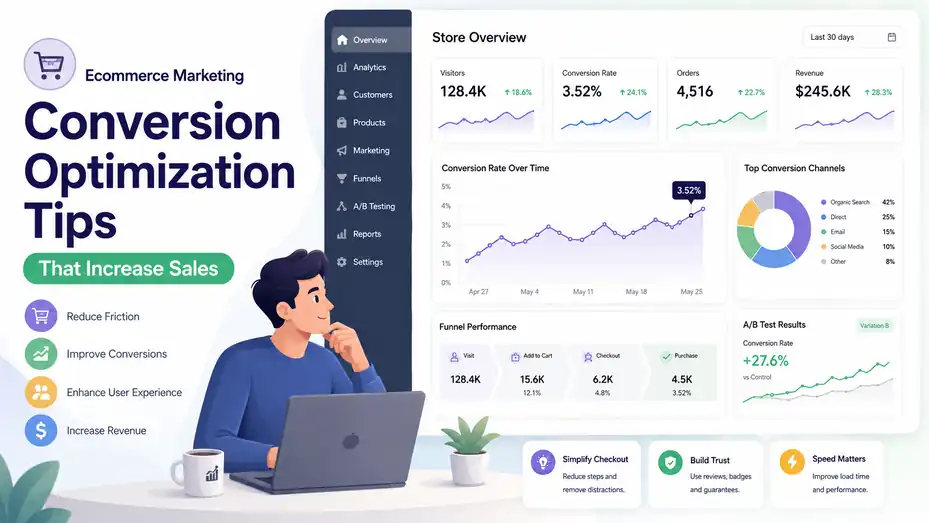 An informative illustration about Ecommerce Marketing Conversion Optimization Tips That Increase Sales