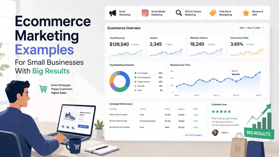 An informative illustration about Ecommerce Marketing Examples For Small Businesses With Big Results