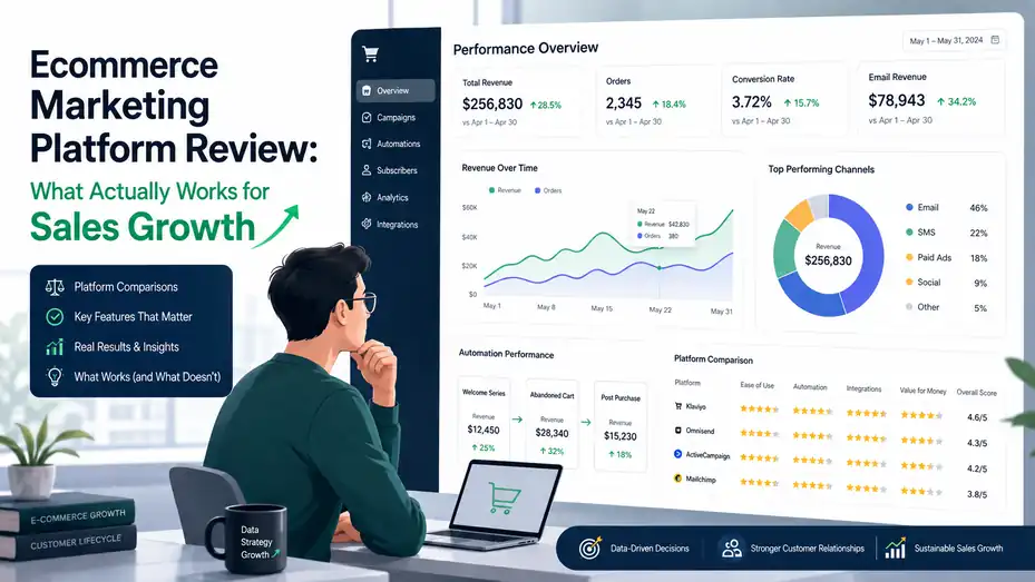 An informative illustration about Ecommerce Marketing Platform Review: What Actually Works for Sales Growth