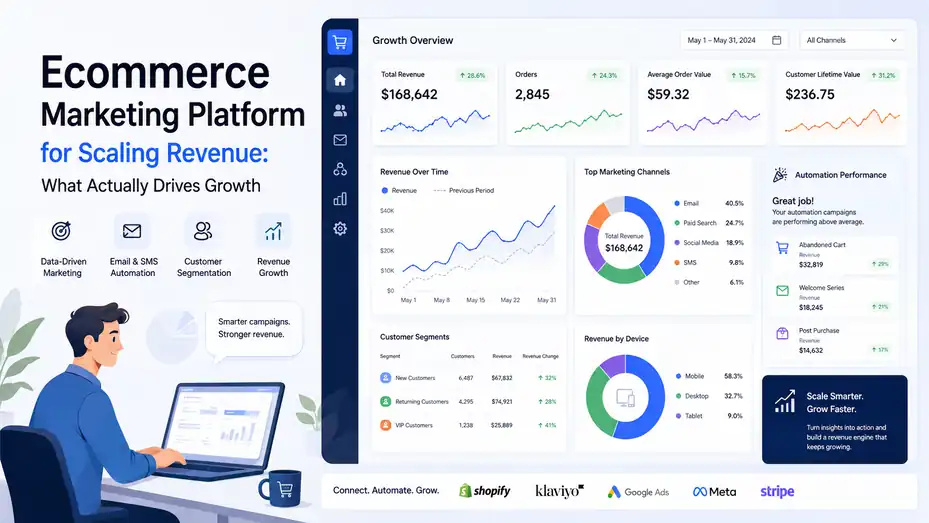 An informative illustration about Ecommerce Marketing Platform for Scaling Revenue: What Actually Drives Growth
