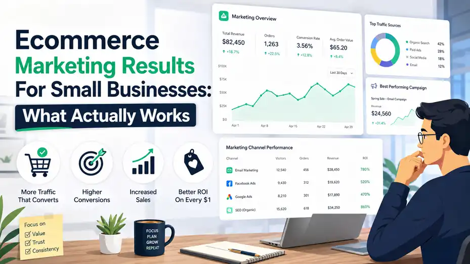 An informative illustration about Ecommerce Marketing Results For Small Businesses: What Actually Works
