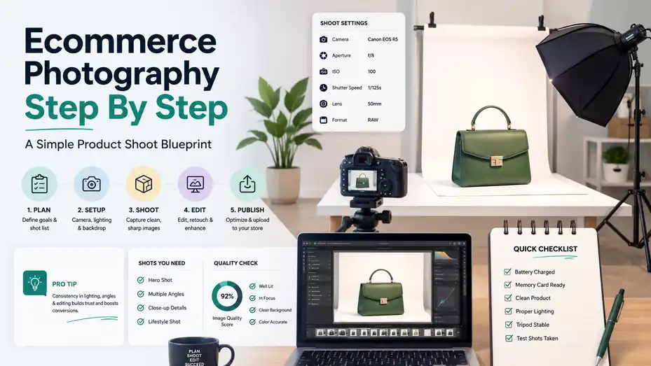 An informative illustration about Ecommerce Photography Step By Step: A Simple Product Shoot Blueprint