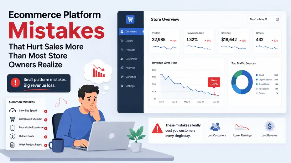 An informative illustration about Ecommerce Platform Mistakes That Hurt Sales More Than Most Store Owners Realize
