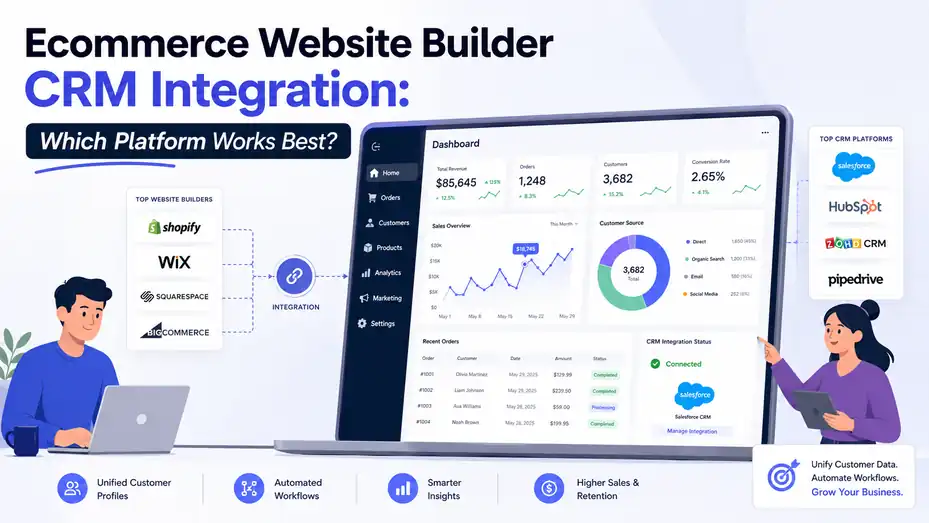 An informative illustration about Ecommerce Website Builder CRM Integration: Which Platform Works Best?