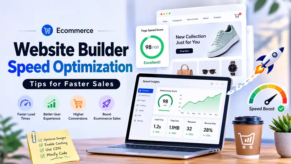 An informative illustration about Ecommerce Website Builder Speed Optimization Tips for Faster Sales