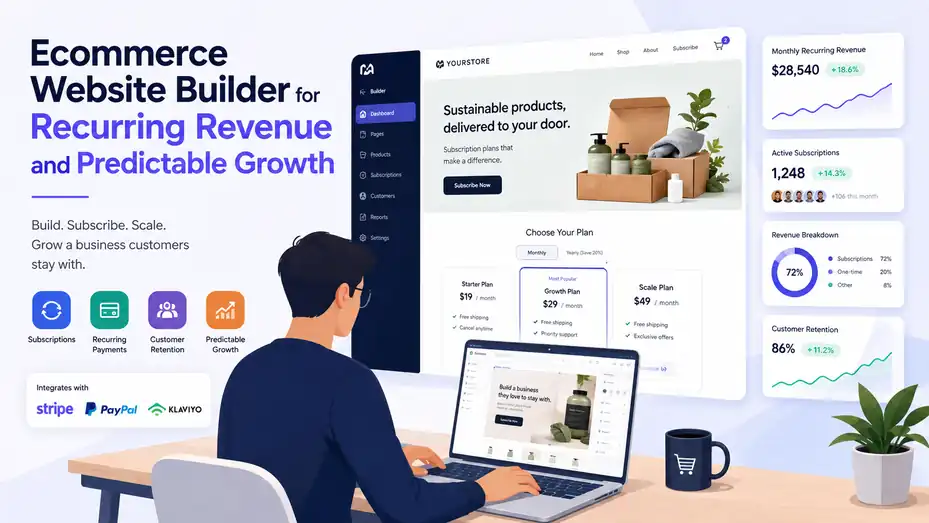 An informative illustration about Ecommerce Website Builder for Recurring Revenue and Predictable Growth
