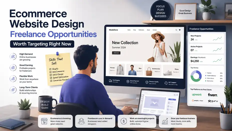 An informative illustration about Ecommerce Website Design Freelance Opportunities Worth Targeting Right Now