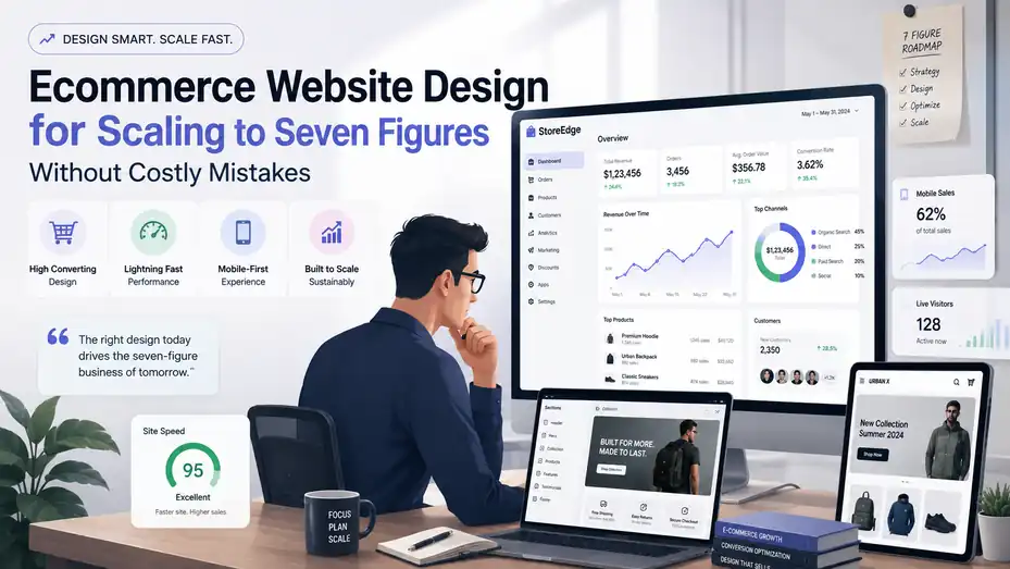 An informative illustration about Ecommerce Website Design for Scaling to Seven Figures Without Costly Mistakes