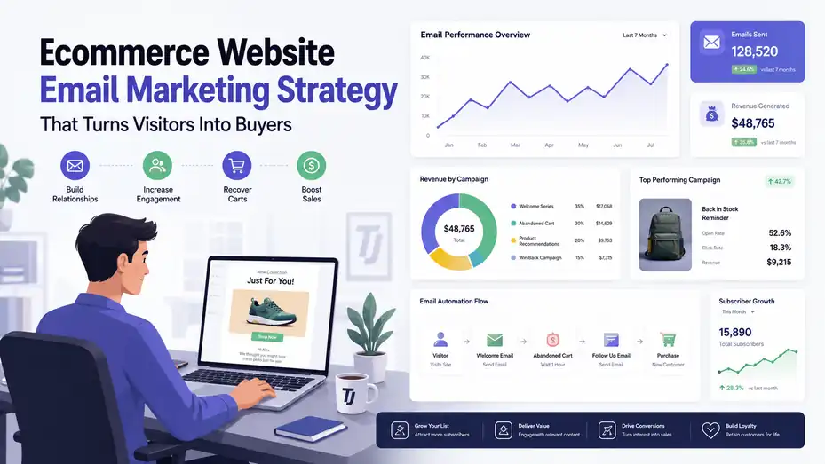 An informative illustration about Ecommerce Website Email Marketing Strategy That Turns Visitors Into Buyers