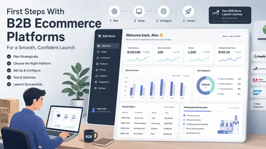 An informative illustration about First Steps With B2B Ecommerce Platforms For A Smooth, Confident Launch