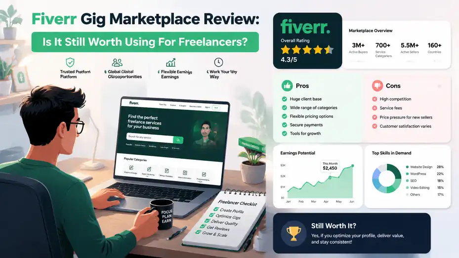 An informative illustration about Fiverr Gig Marketplace Review: Is It Still Worth Using For Freelancers?