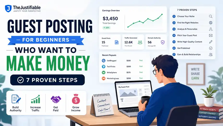 An informative illustration about Guest Posting for Beginners Who Want to Make Money 7 Proven Steps