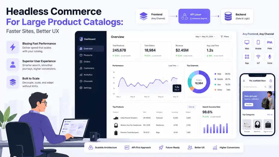 An informative illustration about Headless Commerce For Large Product Catalogs: Faster Sites, Better UX