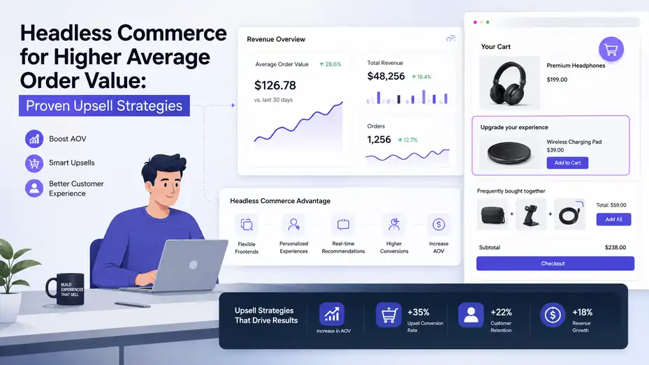 An informative illustration about Headless Commerce for Higher Average Order Value: Proven Upsell Strategies