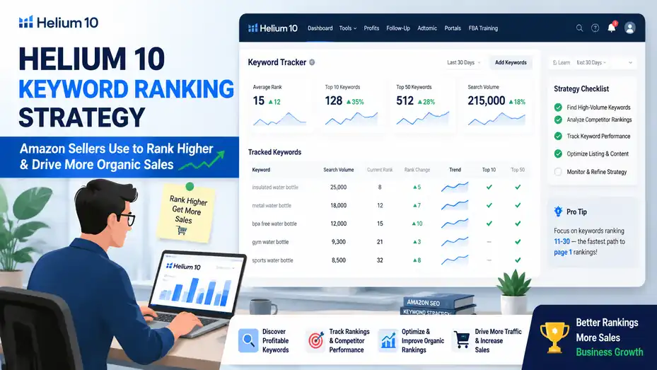 An informative illustration about Helium 10 Keyword Ranking Strategy Amazon Sellers Use