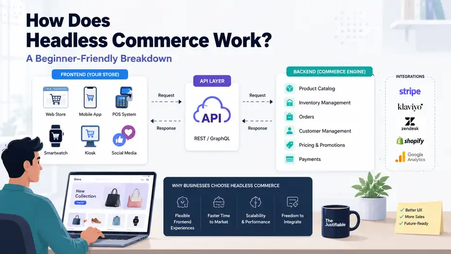 An informative illustration about How Does Headless Commerce Work? A Beginner-Friendly Breakdown