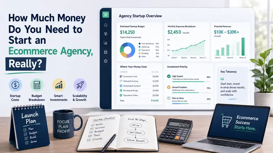 An informative illustration about How Much Money Do You Need to Start an Ecommerce Agency, Really?