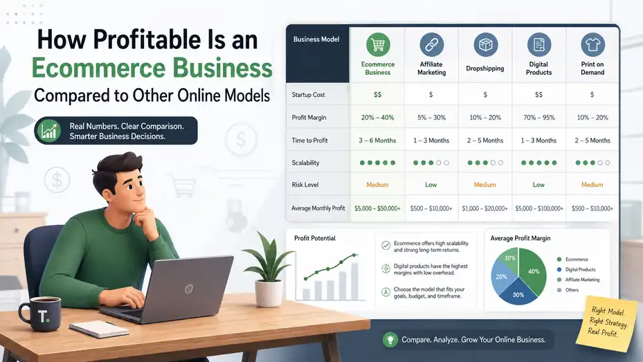 An informative illustration about How Profitable Is an Ecommerce Business Compared to Other Online Models