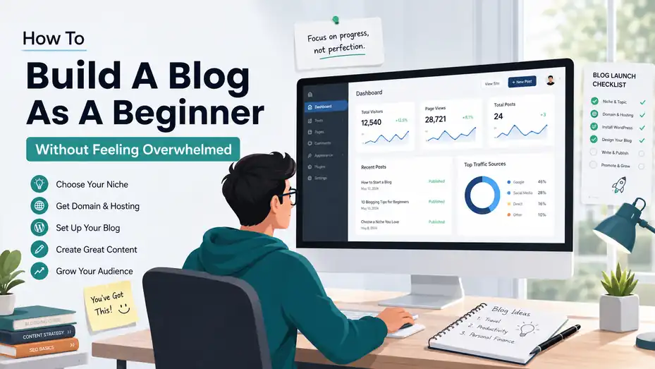 An informative illustration about How To Build A Blog As A Beginner Without Feeling Overwhelmed