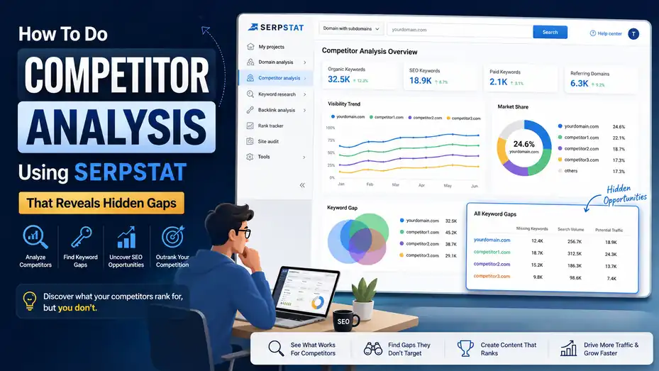An informative illustration about How To Do Competitor Analysis Using Serpstat That Reveals Hidden Gaps