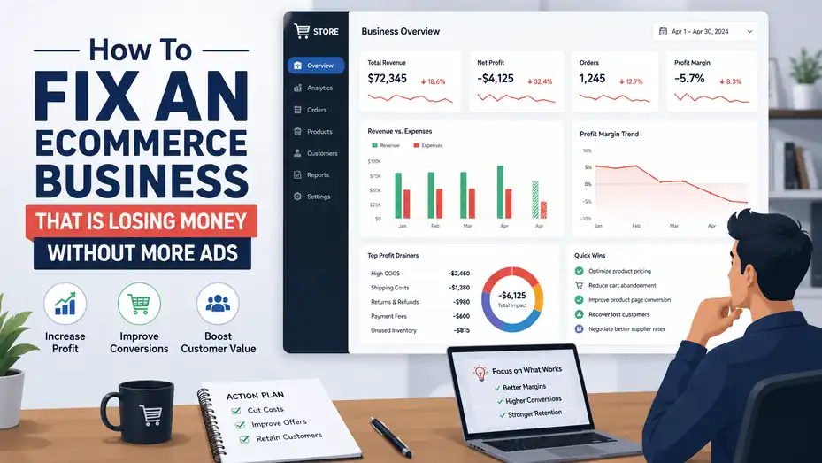 An informative illustration about How To Fix An Ecommerce Business That Is Losing Money Without More Ads