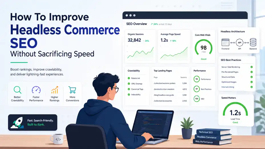 An informative illustration about How To Improve Headless Commerce SEO Without Sacrificing Speed