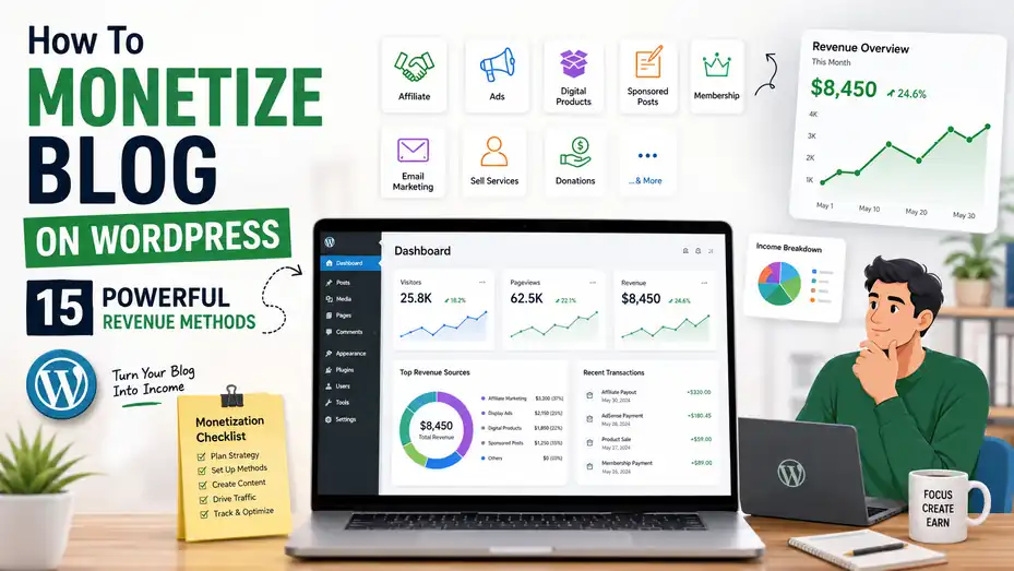 An informative illustration about How To Monetize Blog On WordPress: 15 Powerful Revenue Methods