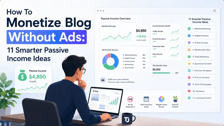 An informative illustration about How To Monetize Blog Without Ads: 11 Smarter Passive Income Ideas