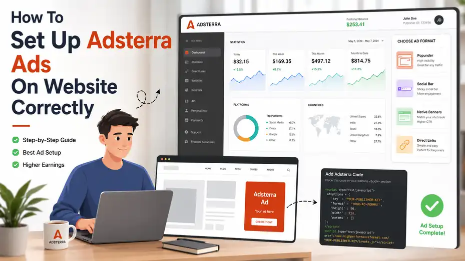 An informative illustration about How To Set Up Adsterra Ads On Website Correctly