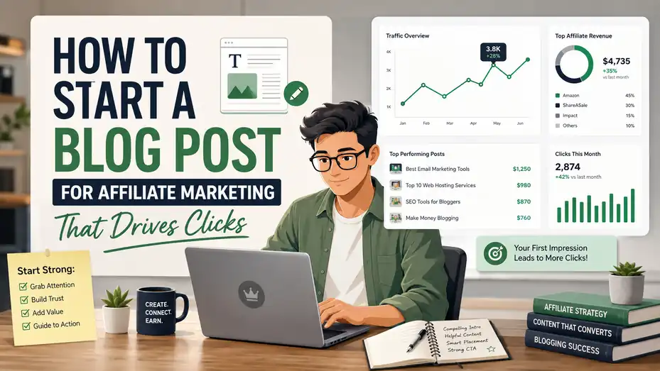 An informative illustration about How To Start A Blog Post For Affiliate Marketing That Drives Clicks