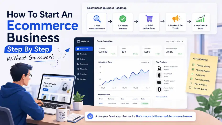 An informative illustration about How To Start An Ecommerce Business Step By Step Without GuessworkHow To Start An Ecommerce Business Step By Step Without Guesswork