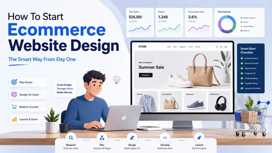 An informative illustration about How To Start Ecommerce Website Design the Smart Way From Day One