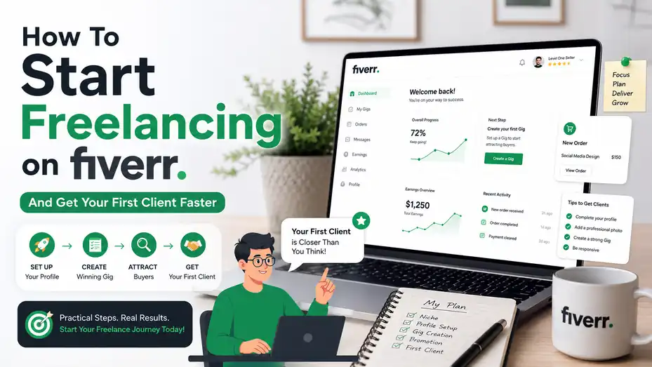 An informative illustration about How To Start Freelancing On Fiverr And Get Your First Client Faster