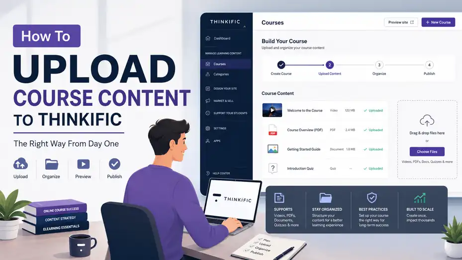 An informative illustration about How To Upload Course Content To Thinkific The Right Way From Day One