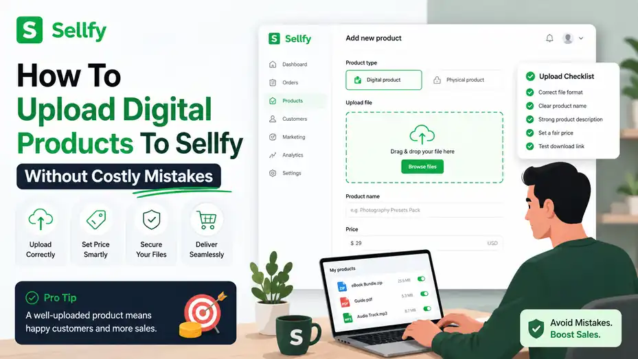 An informative illustration about How To Upload Digital Products To Sellfy Without Costly Mistakes