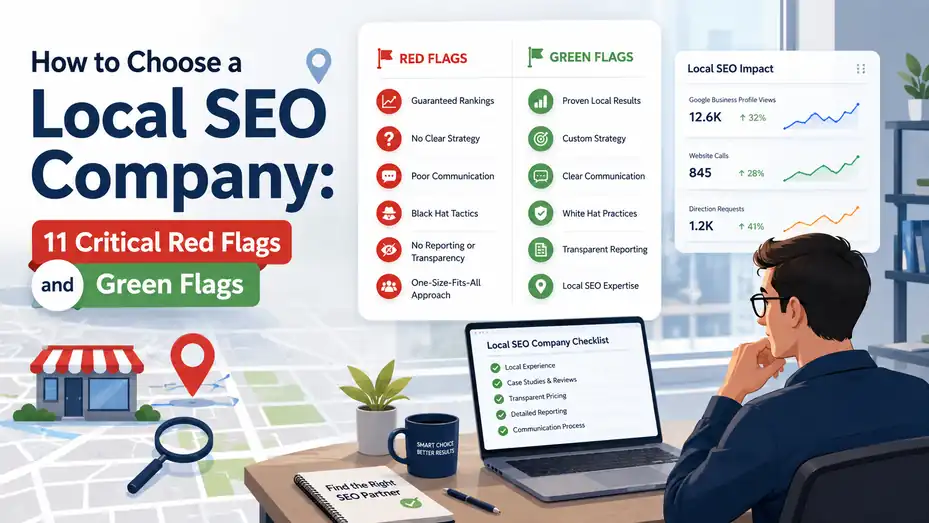 An informative illustration about How to Choose a Local SEO Company: 11 Critical Red Flags and Green Flags