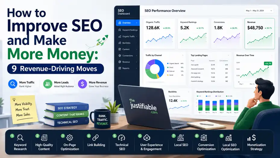 An informative illustration about How to Improve SEO and Make More Money: 9 Revenue-Driving Moves