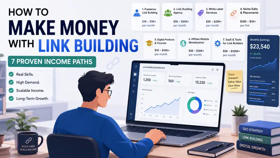 An informative illustration about How to Make Money With Link Building: 7 Proven Income Paths