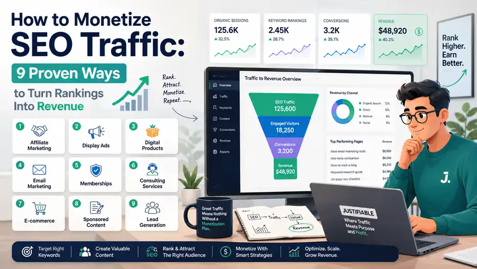 An informative illustration about How to Monetize SEO Traffic: 9 Proven Ways to Turn Rankings Into Revenue