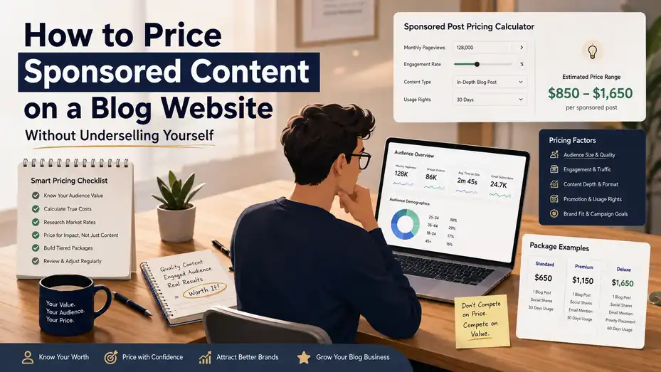 An informative illustration about How to Price Sponsored Content on a Blog Website Without Underselling Yourself