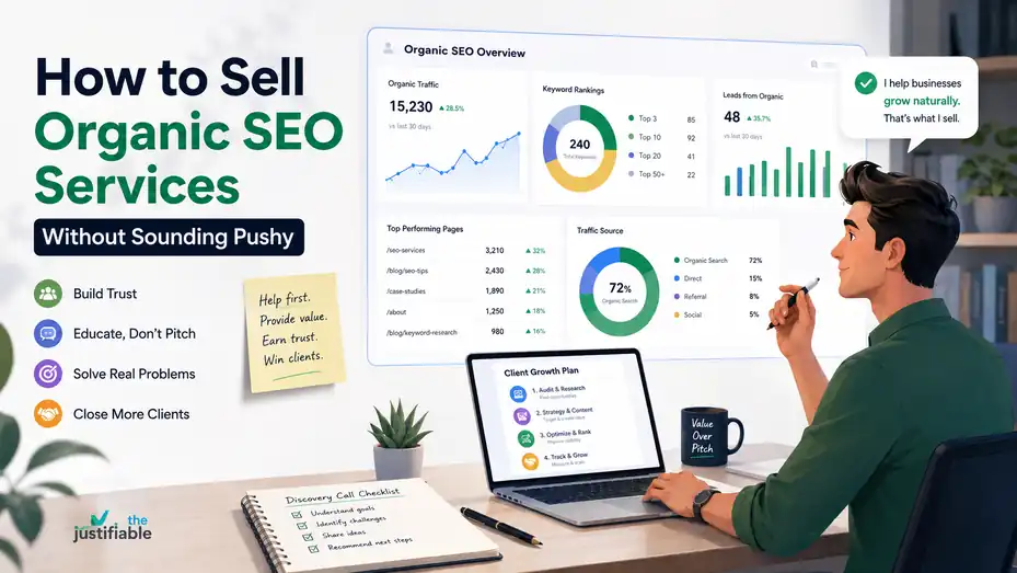 An informative illustration about How to Sell Organic SEO Services Without Sounding Pushy