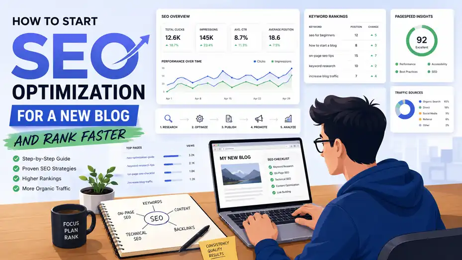 An informative illustration about How to Start SEO Optimization for a New Blog and Rank Faster