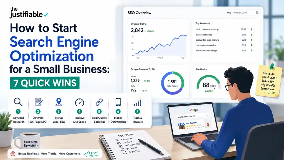 An informative illustration about How to Start Search Engine Optimization for a Small Business: 7 Quick Wins
