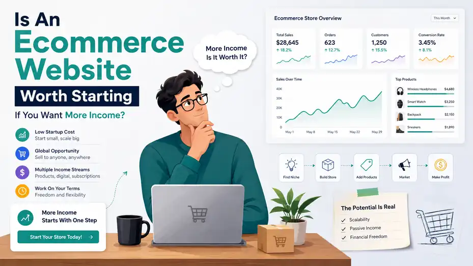 An informative illustration about Is An Ecommerce Website Worth Starting If You Want More Income?