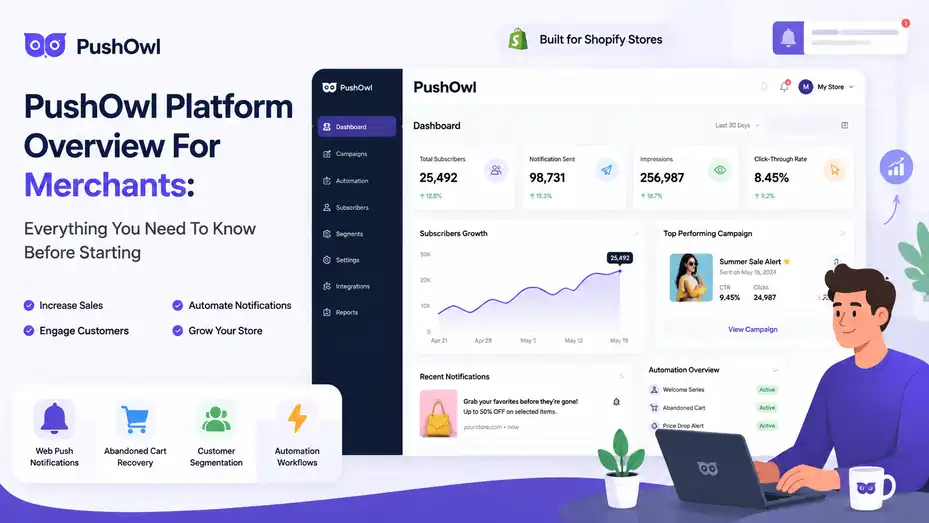 An informative illustration about PushOwl Platform Overview For Merchants: Everything You Need To Know Before Starting