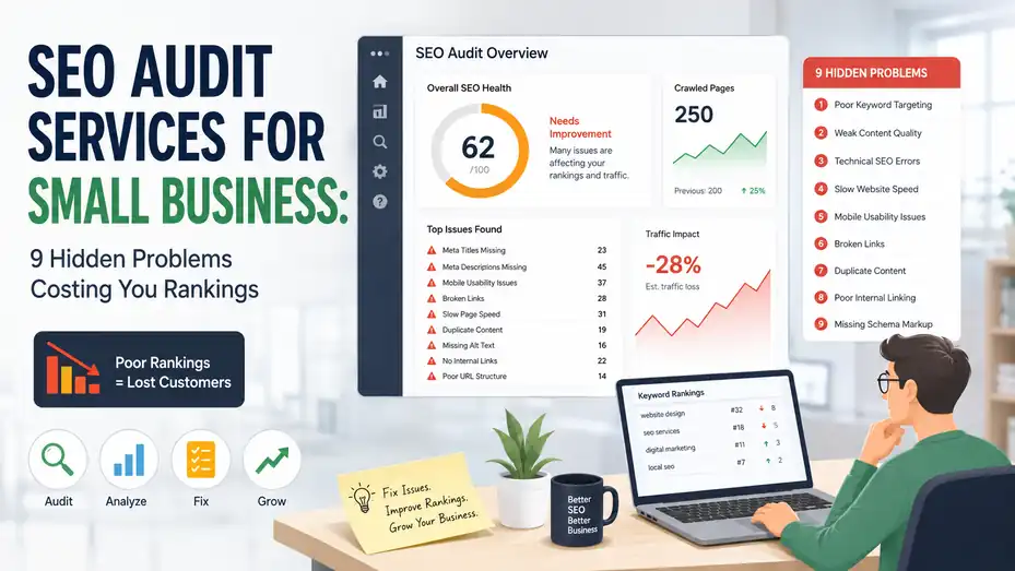 An informative illustration about SEO Audit Services for Small Business: 9 Hidden Problems Costing You Rankings