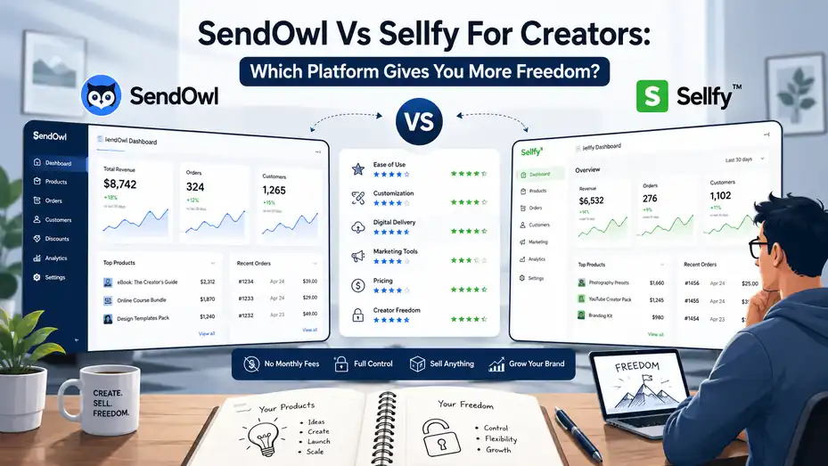 An informative illustration about SendOwl Vs Sellfy For Creators: Which Platform Gives You More Freedom?