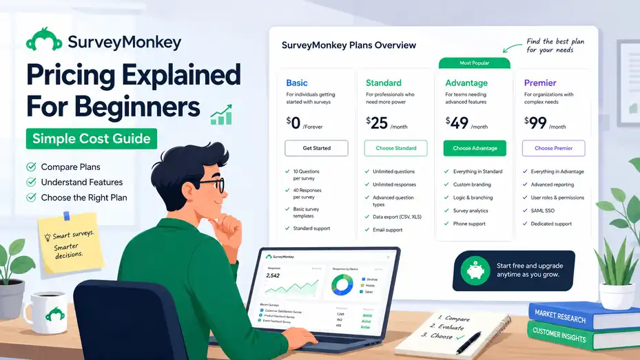 An informative illustration about SurveyMonkey Pricing Explained For Beginners: Simple Cost Guide