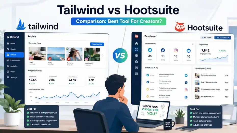 An informative illustration about Tailwind vs Hootsuite Comparison: Best Tool For Creators?