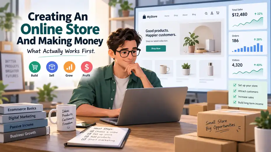 An informative illustration about Creating An Online Store And Making Money: What Actually Works First